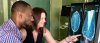 Dr. Allison Borowski and resident reading a mammogram